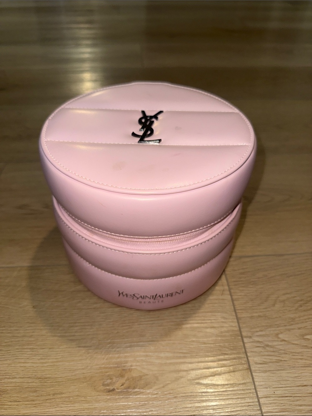 Yves Saint Laurent Light Pink Round Cosmetic Case